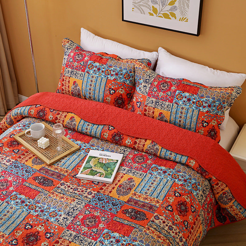 Red Bohemian Quilt Set