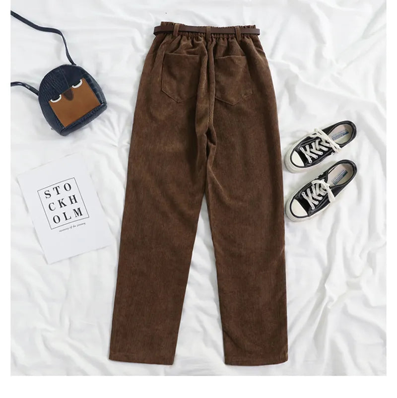 High Waist Corduroy Loose Pants