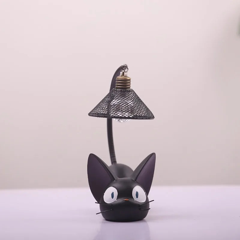 Mini lampe de nuit LED en résine en forme de chat