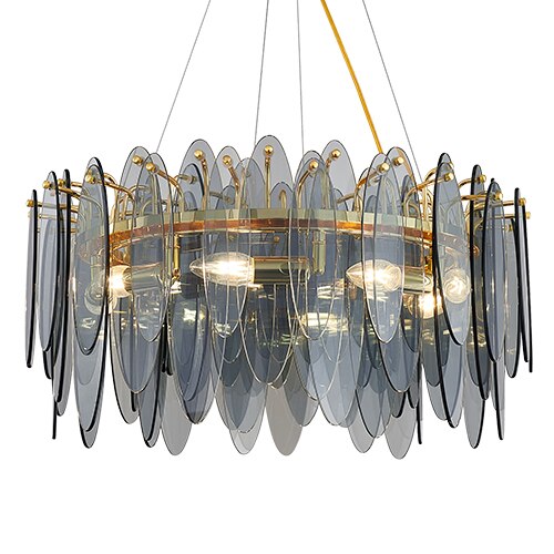 Leslie Frosted Textured Teardrop Glass Ring Chandelier