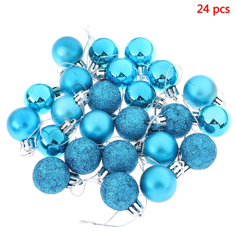 3 Textures 24pcs Christmas Tree Balls