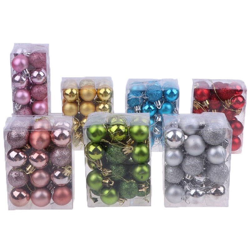 3 Textures 24pcs Christmas Tree Balls