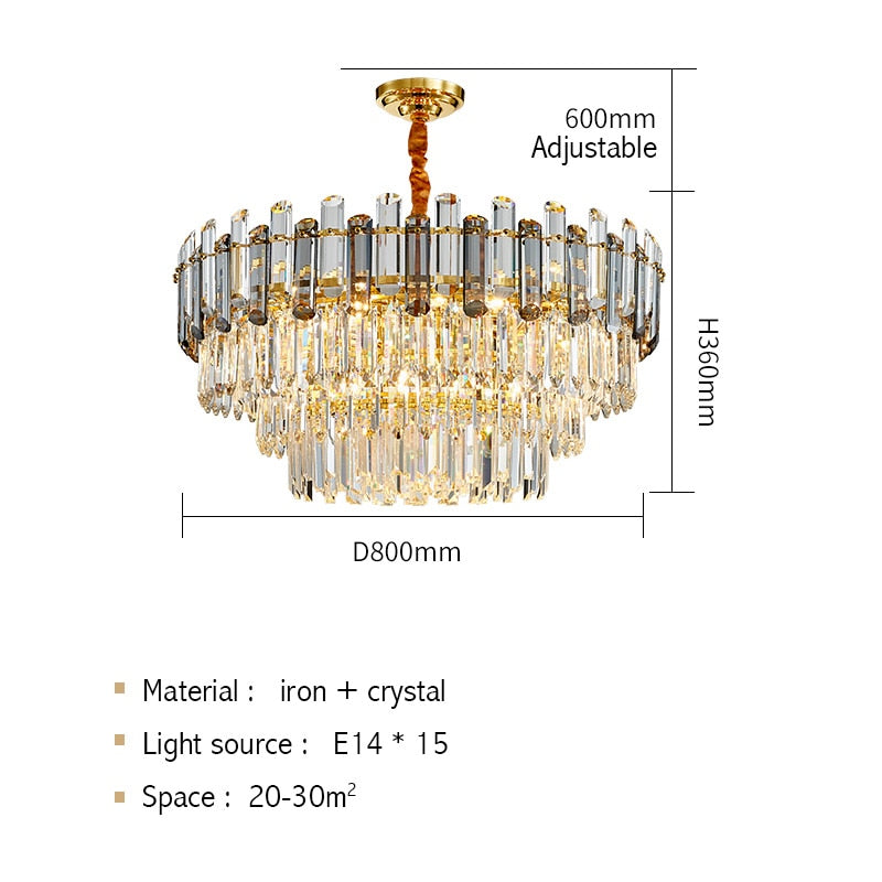 Luis Rounded Three-Tier Crystal Cut Edge Chandelier