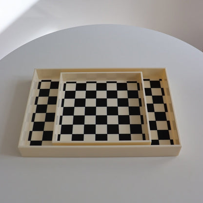 Checkered Marble Decorative Tray