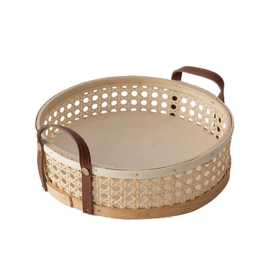 Round Rattan Basket with Handle