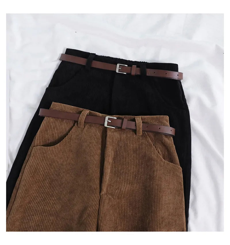 High Waist Corduroy Loose Pants