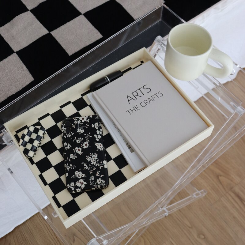 Checkered Marble Decorative Tray