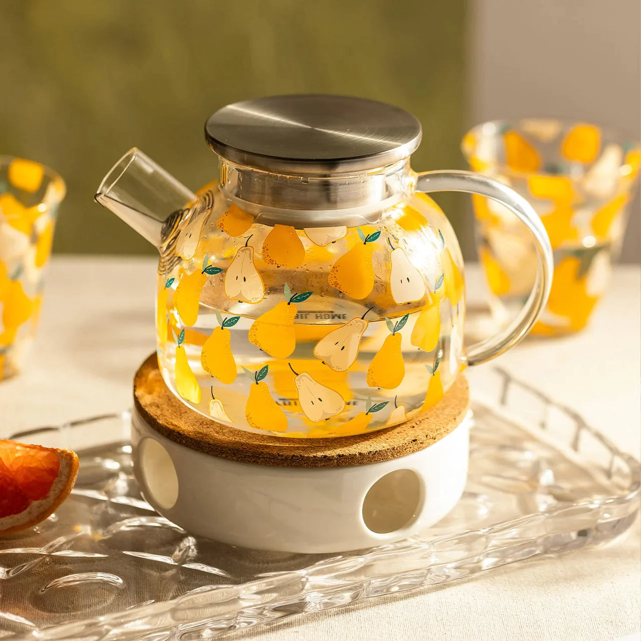 Pear Borosilicate Glass Teapot