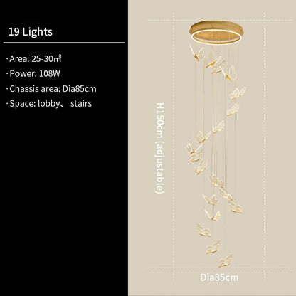 Jenna 3D-Butterfly Spiral Iron And Acrylic Chandelier