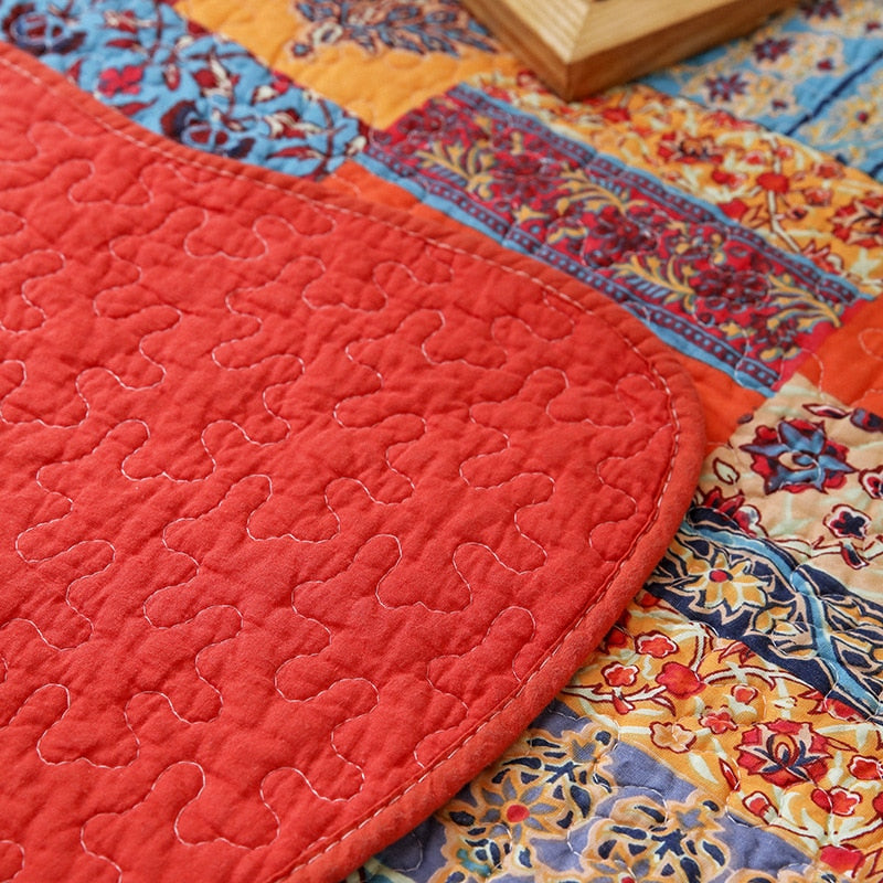 Red Bohemian Quilt Set