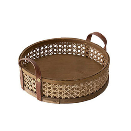 Round Rattan Basket with Handle