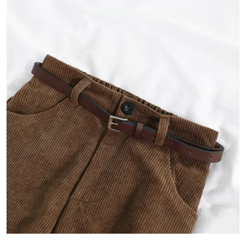 High Waist Corduroy Loose Pants