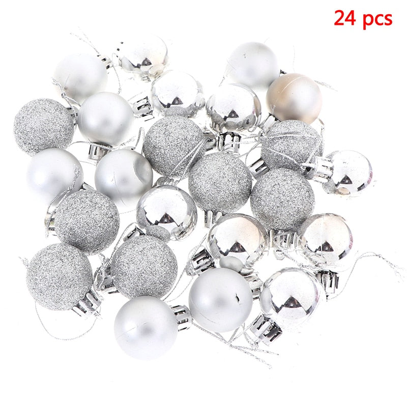 3 Textures 24pcs Christmas Tree Balls