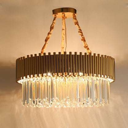 Rylee Gold Edged Beveled Crystal And Copper Ring Chandelier