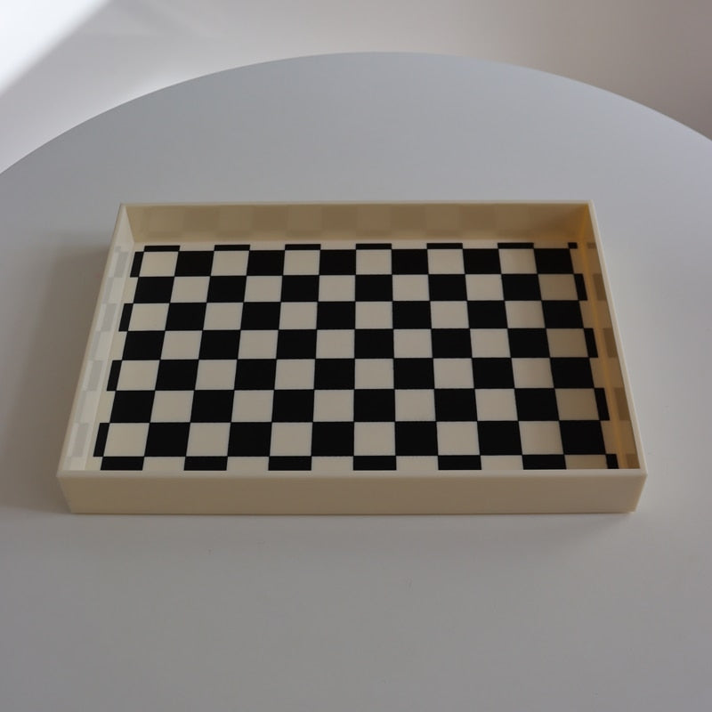 Checkered Marble Decorative Tray