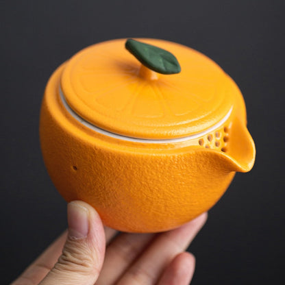 Orange Shape Portable Teapot Set