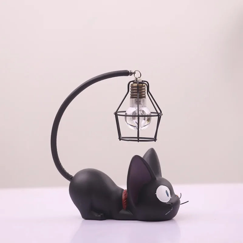 Mini lampe de nuit LED en résine en forme de chat
