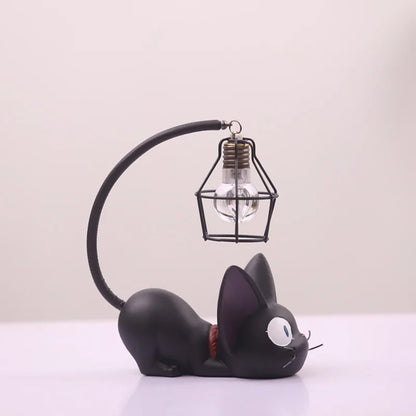 Mini lampe de nuit LED en résine en forme de chat
