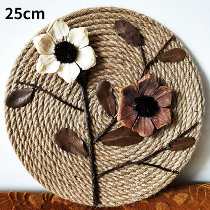 Embossed Floral Rattan Wall Decor