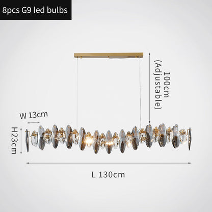 Zoey Oval Cut Smokey Crystal And Copper Bar Chandelier