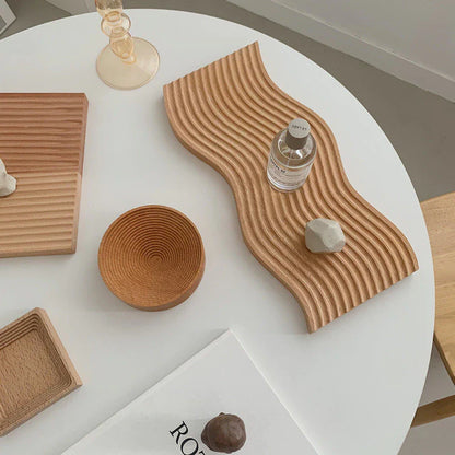 Round Spiral Wooden Tray