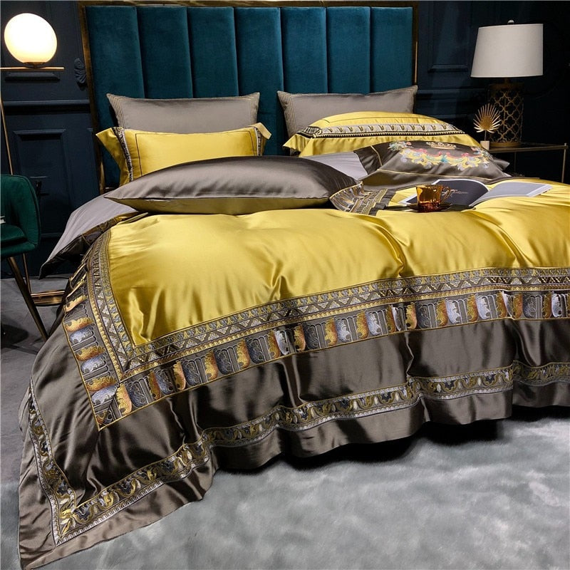 Hadi Embroidered Border Satin Bedding Set