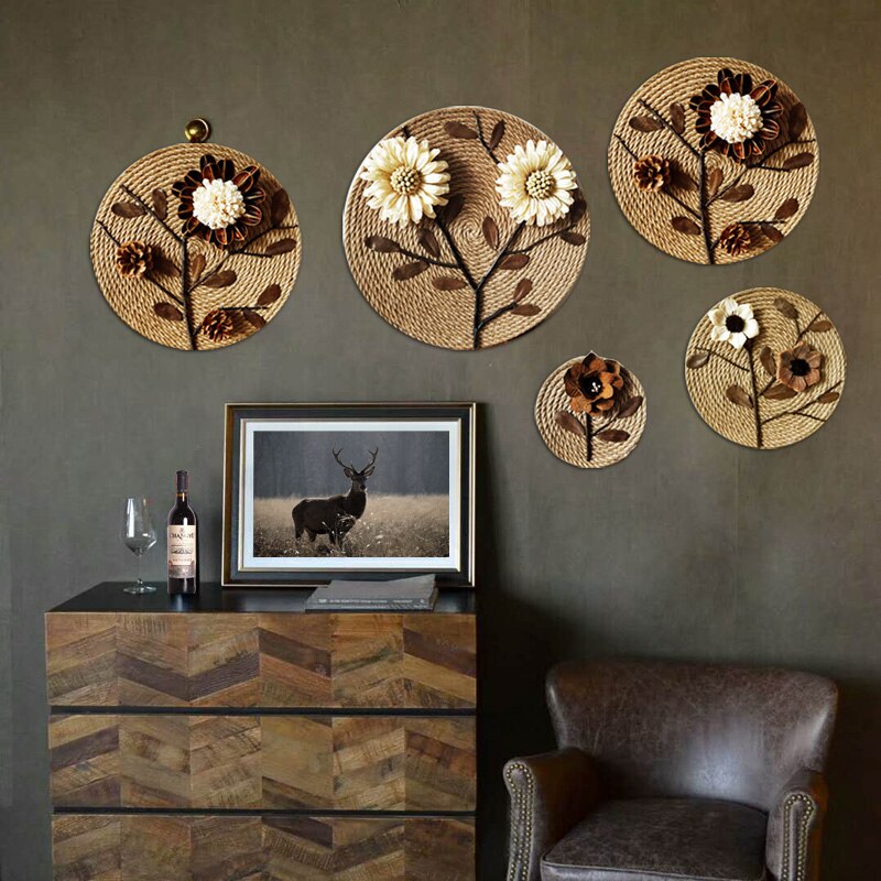 Embossed Floral Rattan Wall Decor