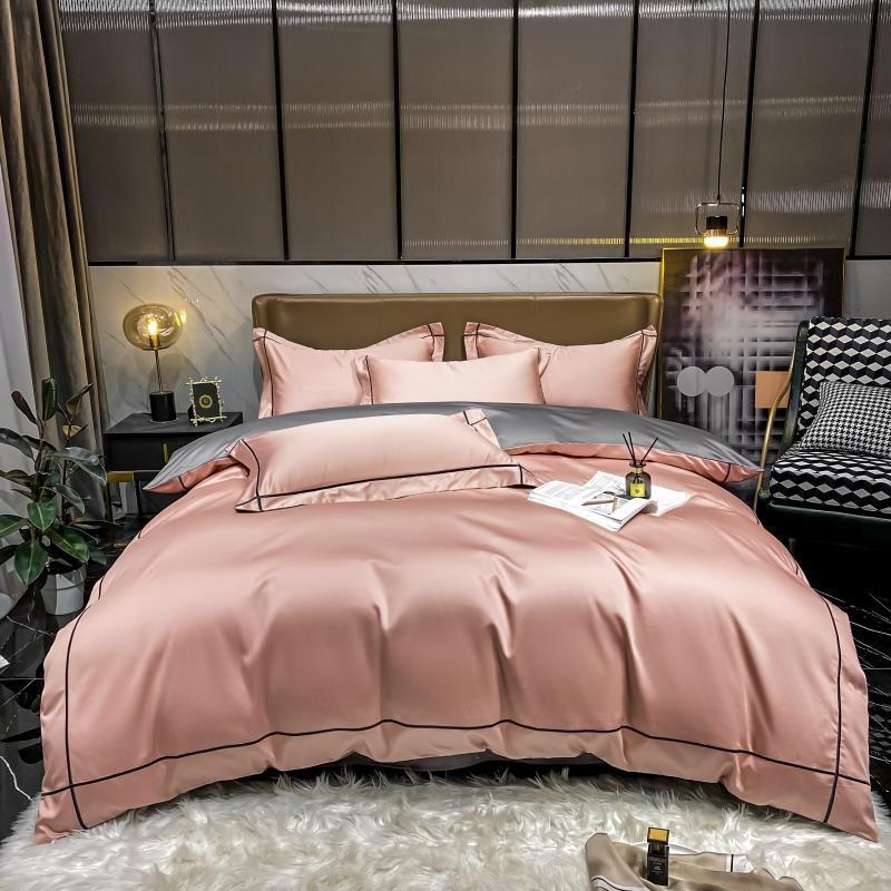 Kaelyn Blush Pink Hotel Trim Luxury Egyptian Cotton Bedding Set