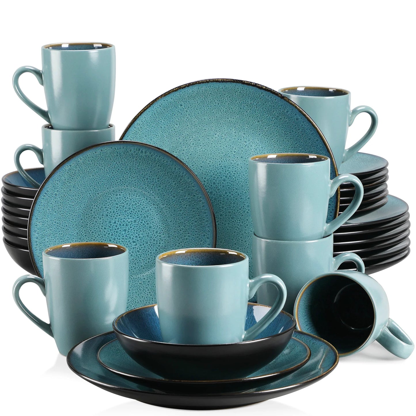 BUBBLE Green Stoneware Tableware Set