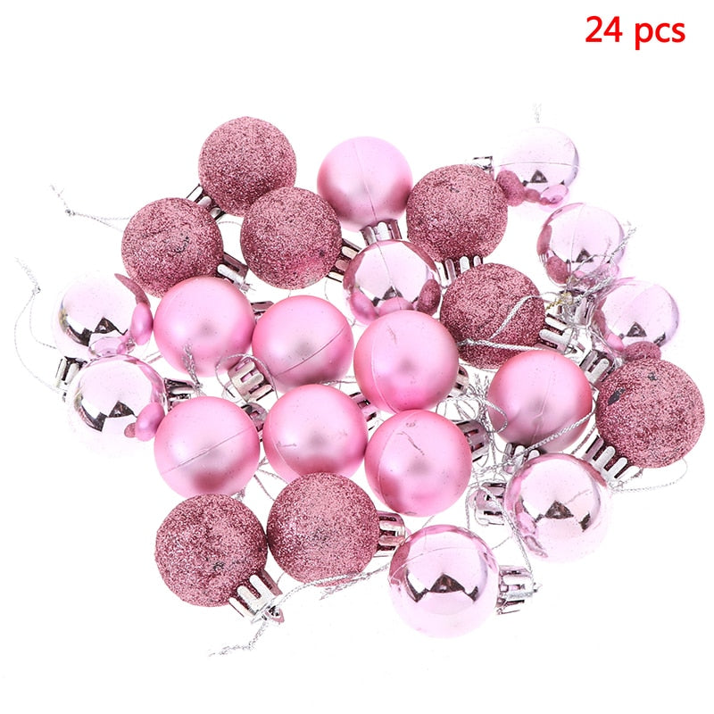 3 Textures 24pcs Christmas Tree Balls