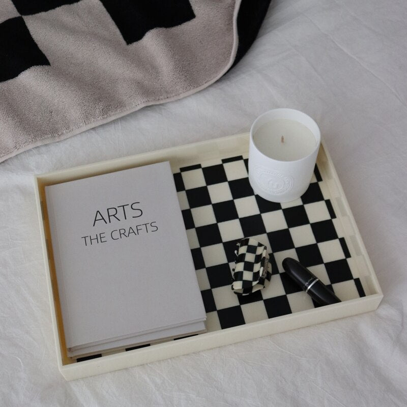 Checkered Marble Decorative Tray