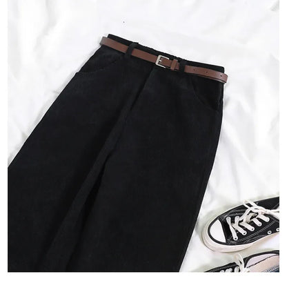 High Waist Corduroy Loose Pants