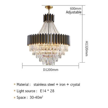 Logan Modern Stainless Steel Tiered Crystal Chandelier