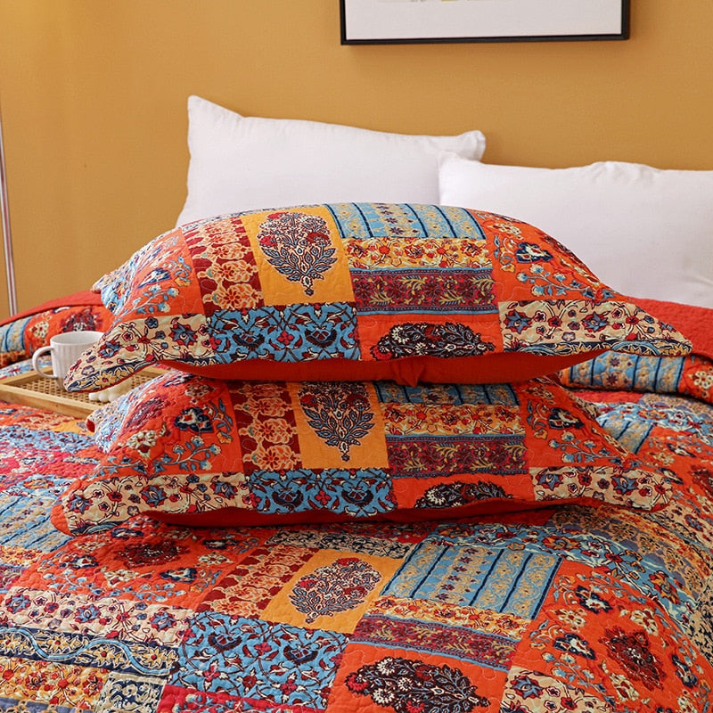 Red Bohemian Quilt Set