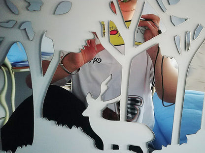 Deer Forest Acrylic Mirror Wall Sticker