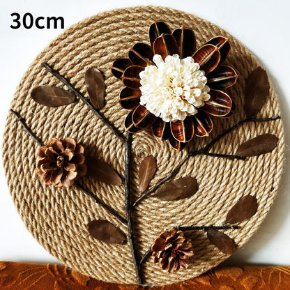 Embossed Floral Rattan Wall Decor