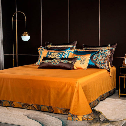 Omera Rounded Jacquard Egyptian Cotton Satin Bedding Set