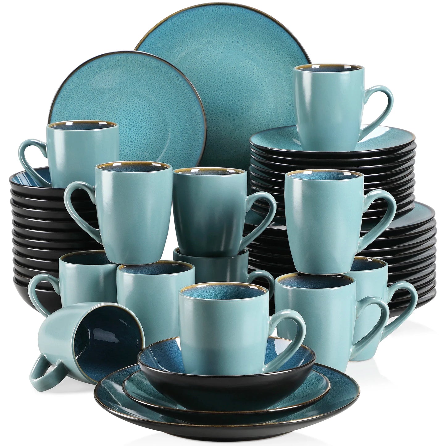 BUBBLE Green Stoneware Tableware Set