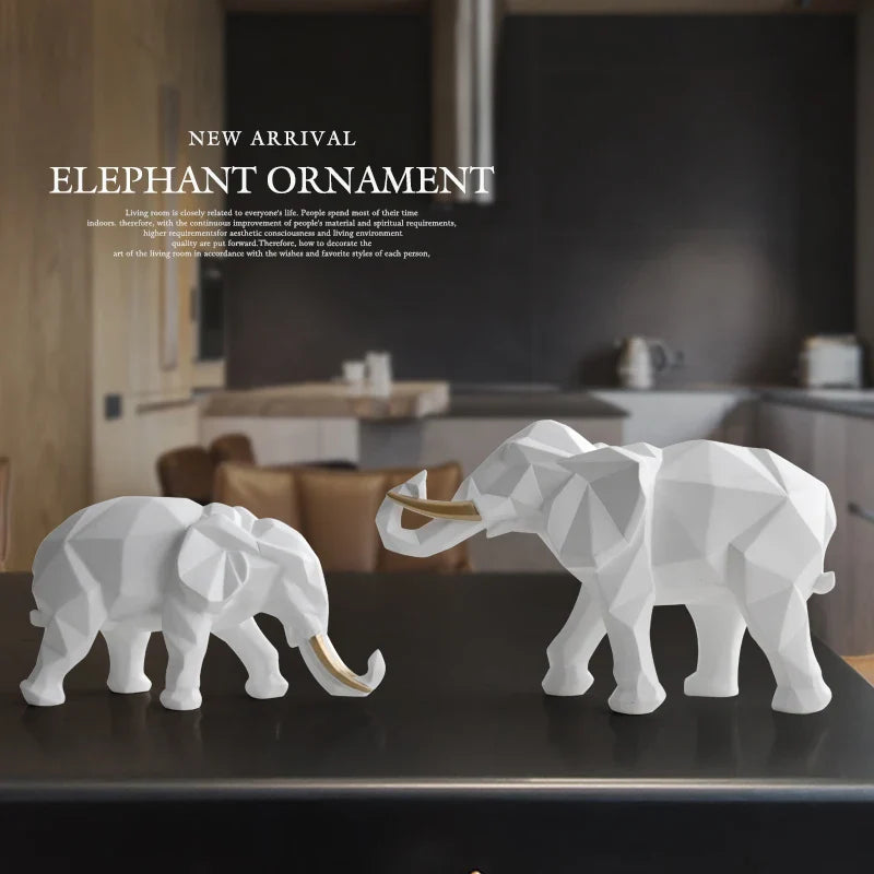 2Pcs Elephant Figurine Set