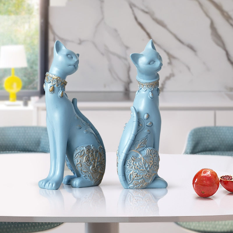 Couple Cats Resin Figurines