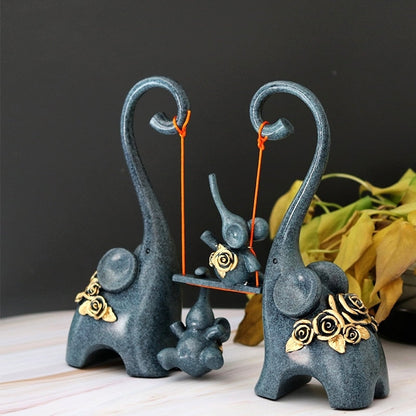 Abstract Elephant Family Figurines