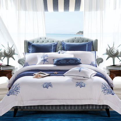Amellora Nautical Embroidered Egyptian Cotton Bedding Set