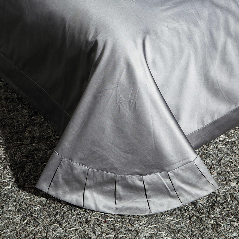 Lezkira Vibrant Grey Luxury Egyptian Cotton Embroidery Bedding Set