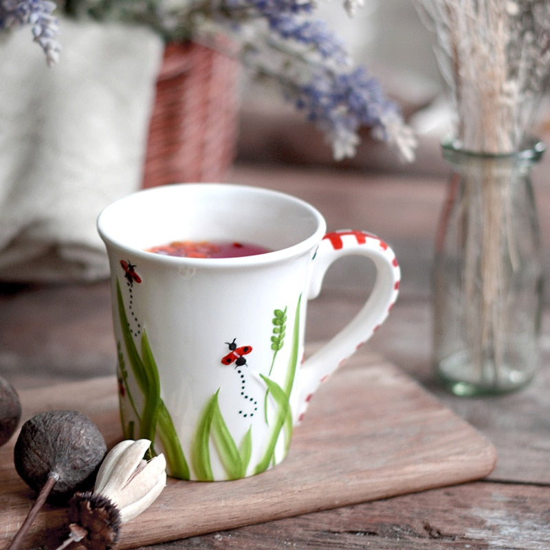 Ladybug Hand-Painted Coffee Mug