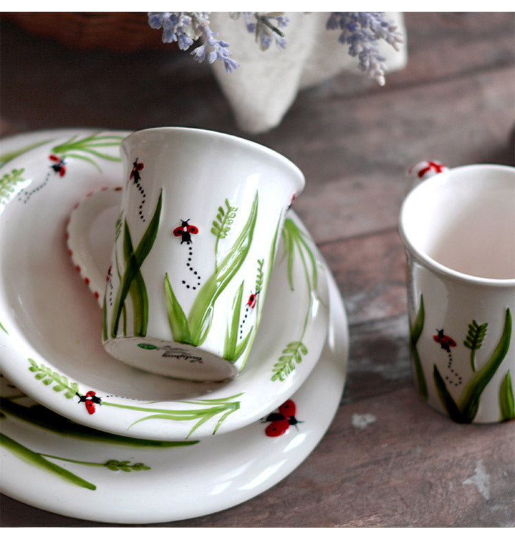 Ladybug Hand-Painted Coffee Mug