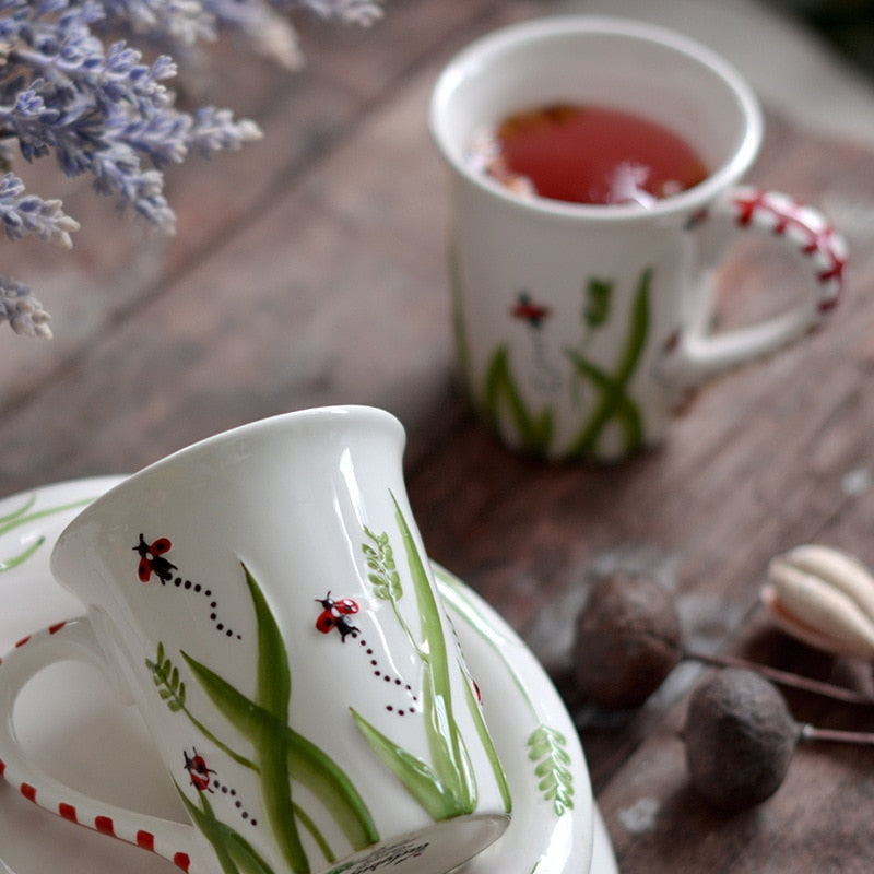 Ladybug Hand-Painted Coffee Mug