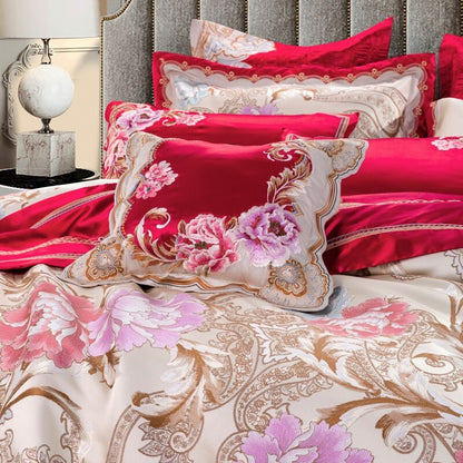 Tulipia Luxury Sateen Cotton Paisley Floral Jacquard Royal Bedding Set