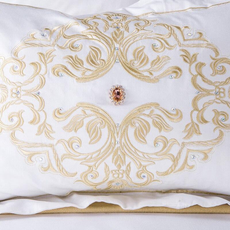 DeLuxxe White Embroidered Luxury Egyptian Cotton Bedding Set