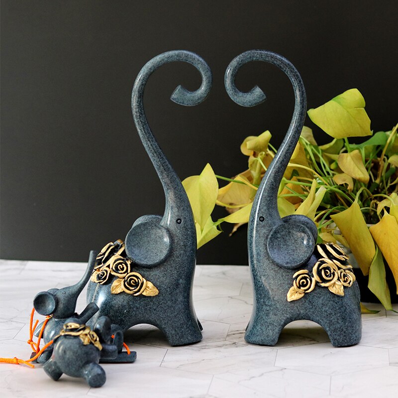 Abstract Elephant Family Figurines