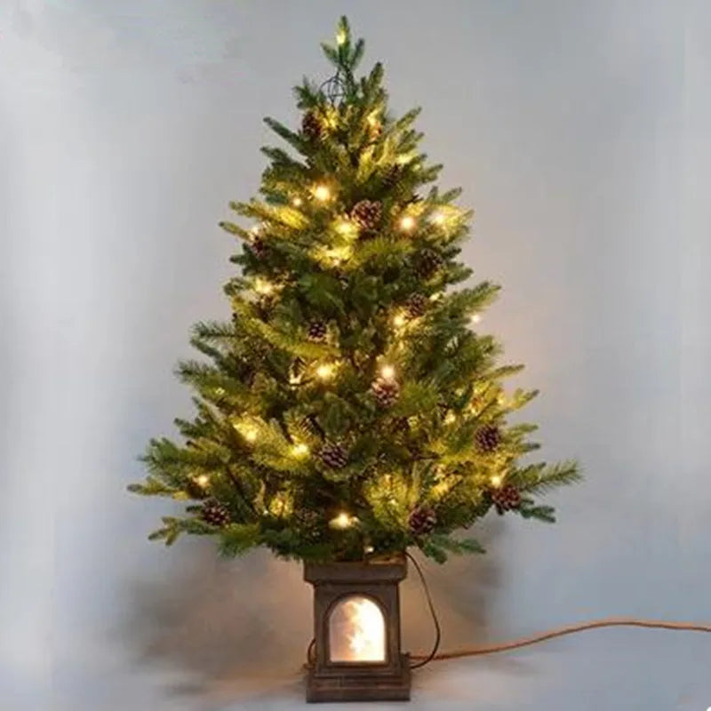 Beleuchteter Tannenzapfen-Weihnachtsbaum mit Laternensockel